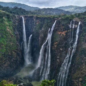 Jog Falls women group tour with F5 Escapes - The powerful, roaring waters of Jog Falls during the peak monsoon season.