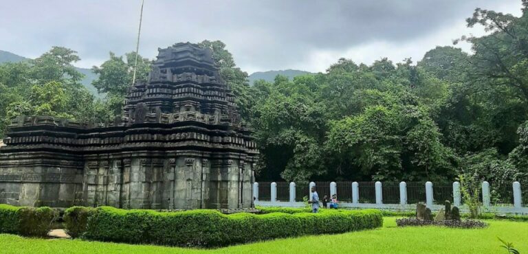 The ancient, stone-carved Tambdi Surla Mahadev Temple hidden in the Goan forest.