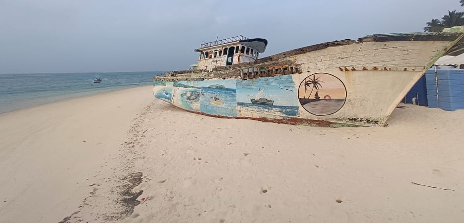 Local boat art in an old boat in Lakshadweep